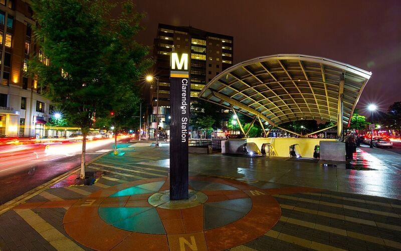 the entrance of a subway station